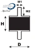 100x70mm / A M12x28mm / Typ 1 - silentblok