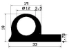 2377/notov P-profil, 33x18mm, PVC 65, ern